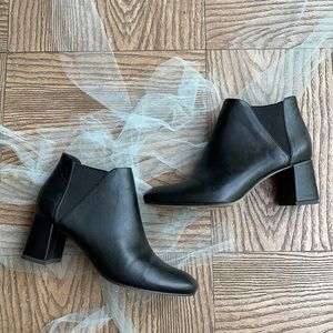 Black Heeled Faux Leather Booties